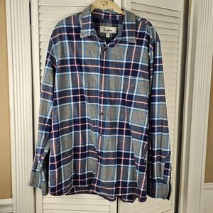 Boden‎ London Mens Gray Blue Plaid Flannel Long Sleeve Button Down Shirt XXL